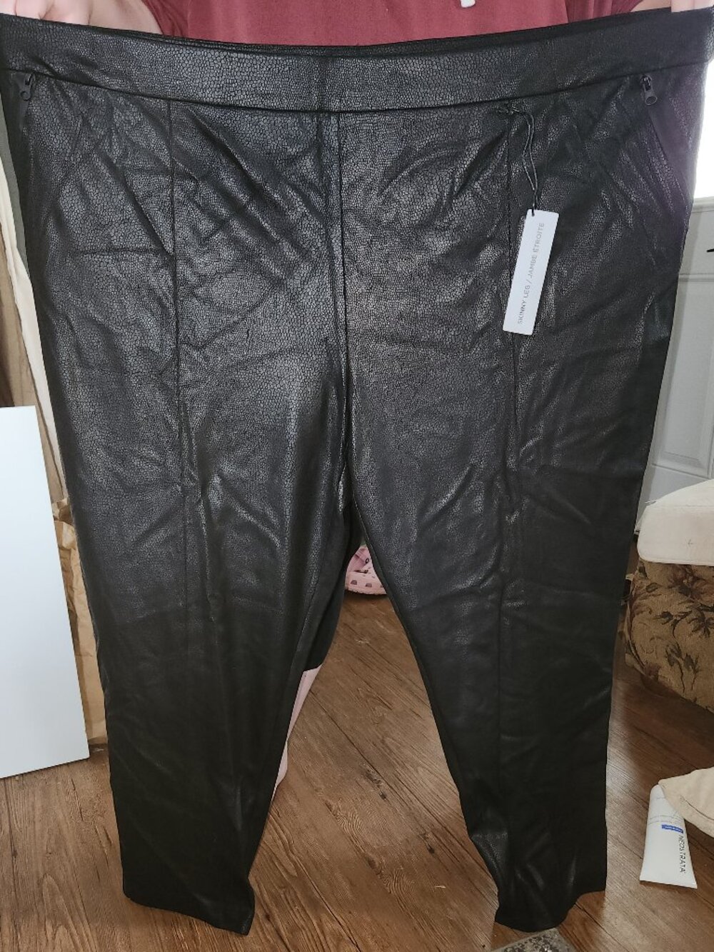 Leather look pants